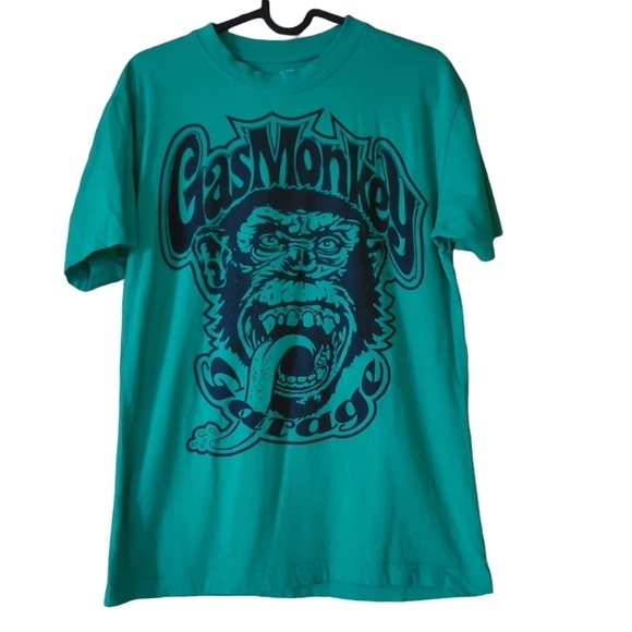 Gas Monkey Garage green black pull-over short-sleeved tee shirt with big logo - Picture 1 of 7